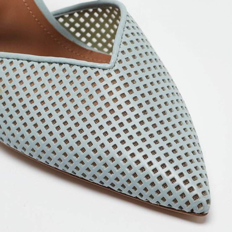 Pre Owned Malone Souliers Blue Perforated Leather Maisie Mules Size 41
