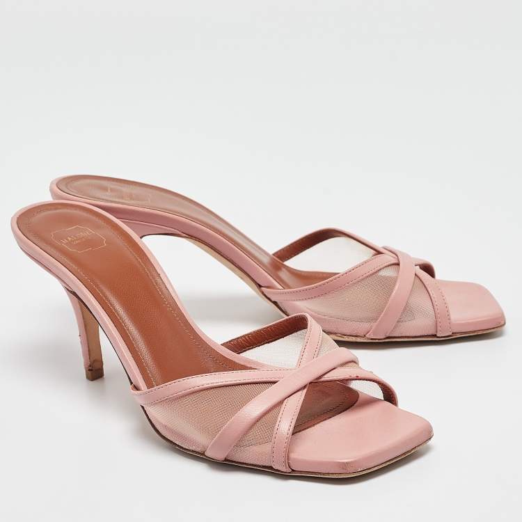 Pre Owned Malone Souliers Pink Leather and Mesh Perla Sandals Size 37