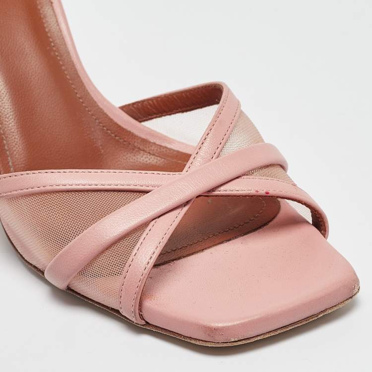 Pre Owned Malone Souliers Pink Leather and Mesh Perla Sandals Size 37