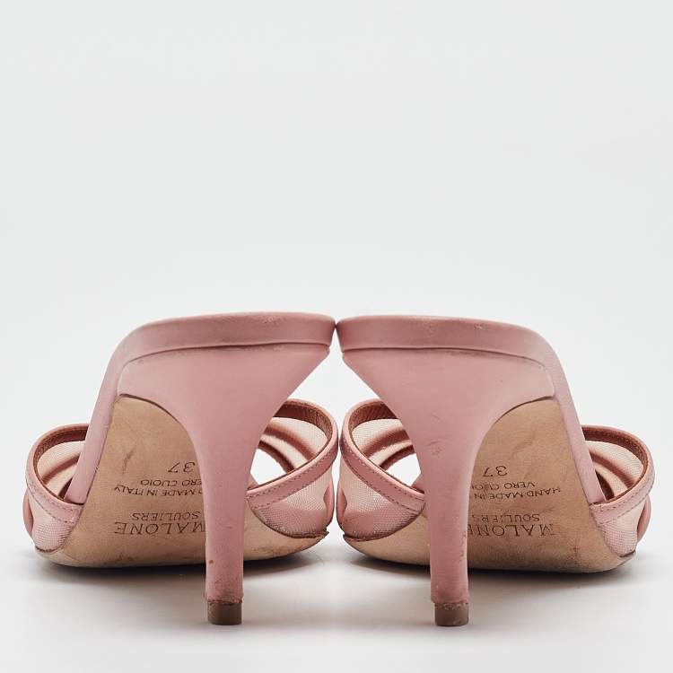 Pre Owned Malone Souliers Pink Leather and Mesh Perla Sandals Size 37