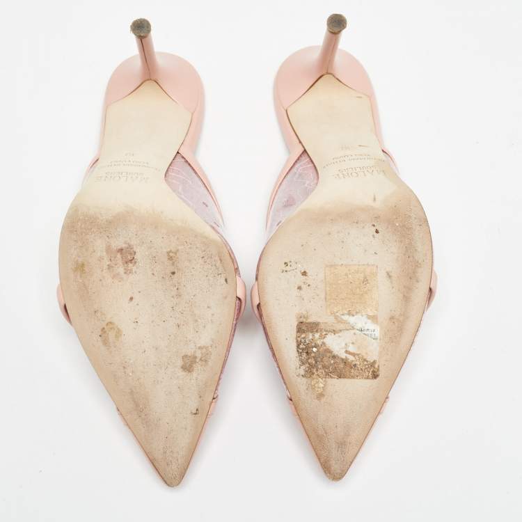 Pre Owned Malone Souliers Pink PVC and Leather Bobbi  Mules Size 38