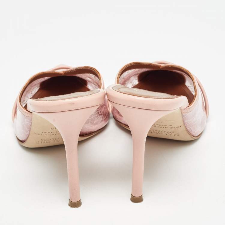 Pre Owned Malone Souliers Pink PVC and Leather Bobbi  Mules Size 38