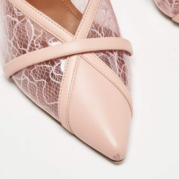 Pre Owned Malone Souliers Pink PVC and Leather Bobbi  Mules Size 38