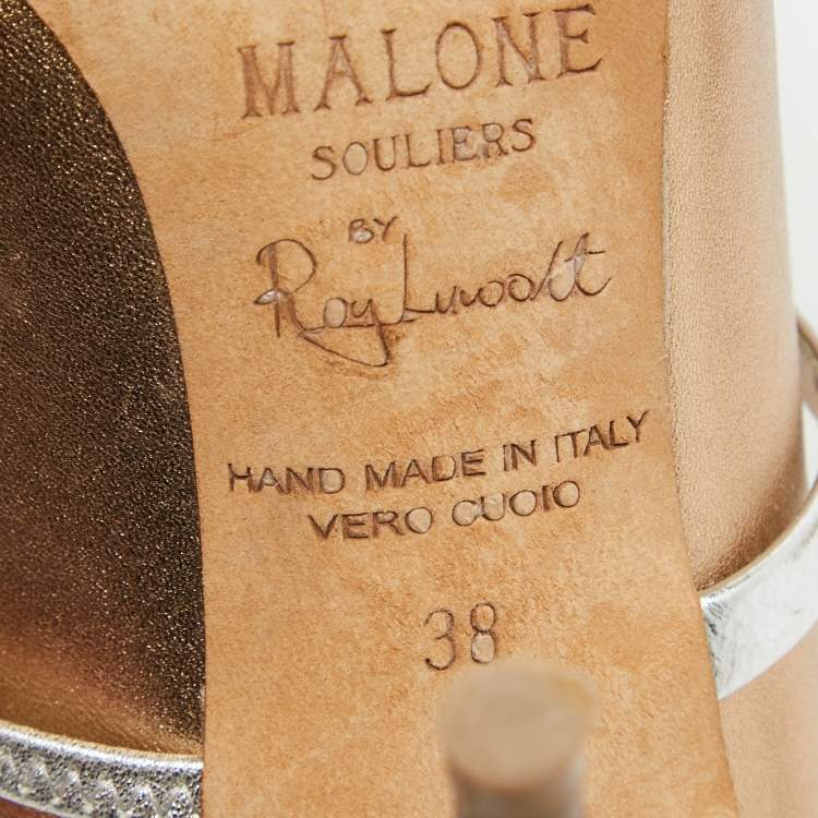 Pre Owned Malone Souliers Metallic Gold Leather Maureen Mules Size 38