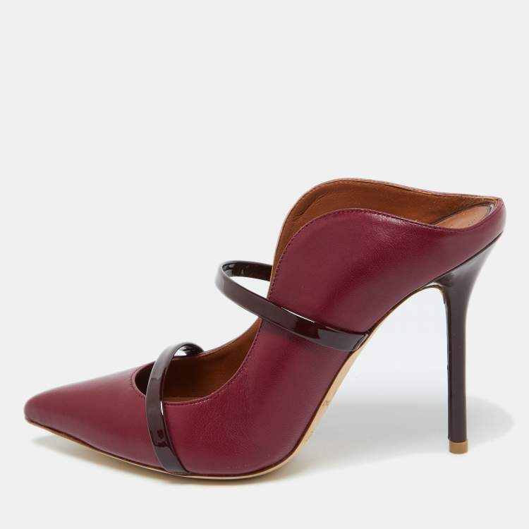 مملوكة مسبقًا Malone Souliers Burgundy Leather Maureen Mules Size 36