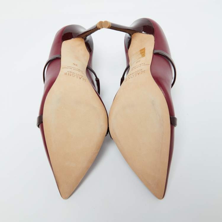 مملوكة مسبقًا Malone Souliers Burgundy Leather Maureen Mules Size 36