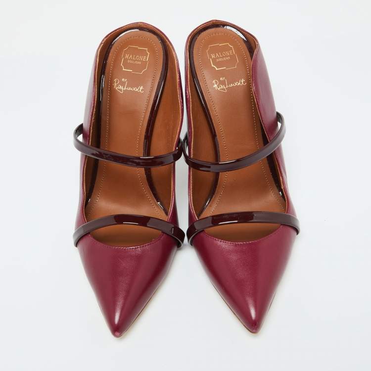 مملوكة مسبقًا Malone Souliers Burgundy Leather Maureen Mules Size 36