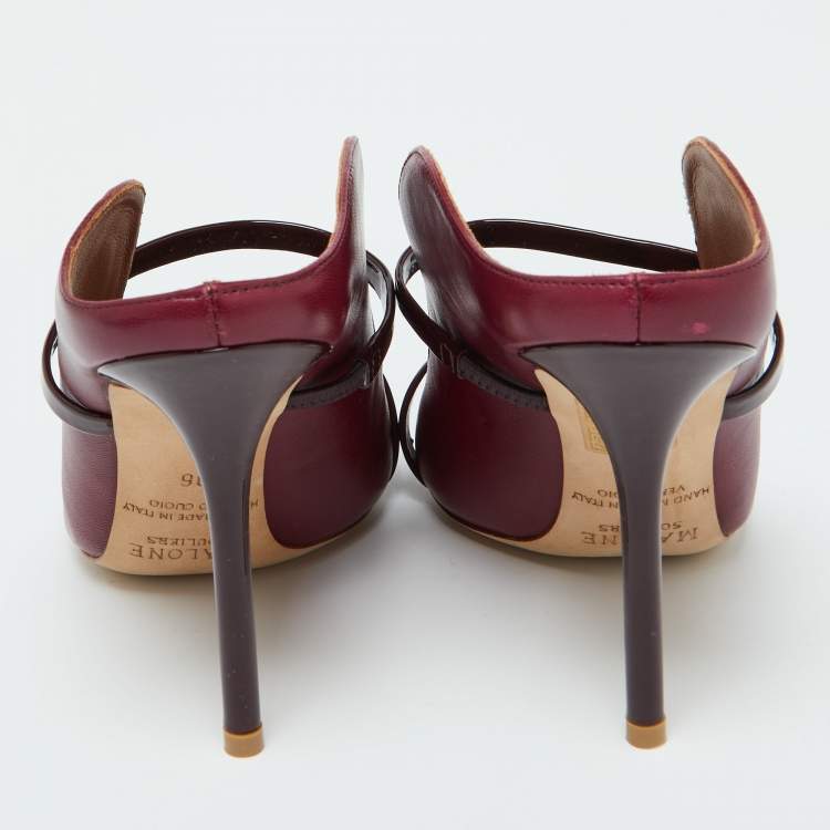 مملوكة مسبقًا Malone Souliers Burgundy Leather Maureen Mules Size 36