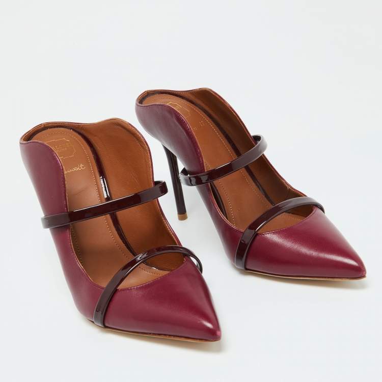 مملوكة مسبقًا Malone Souliers Burgundy Leather Maureen Mules Size 36