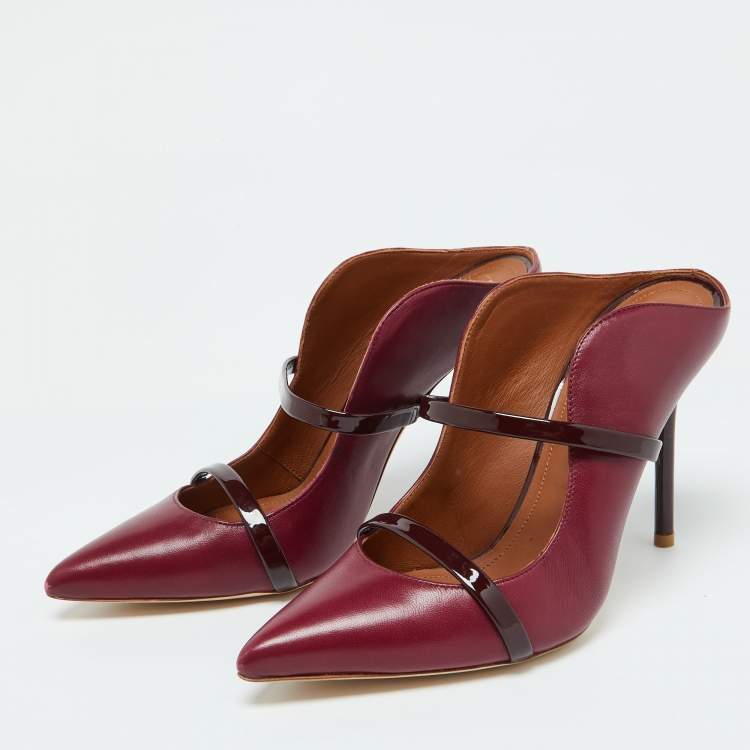 مملوكة مسبقًا Malone Souliers Burgundy Leather Maureen Mules Size 36