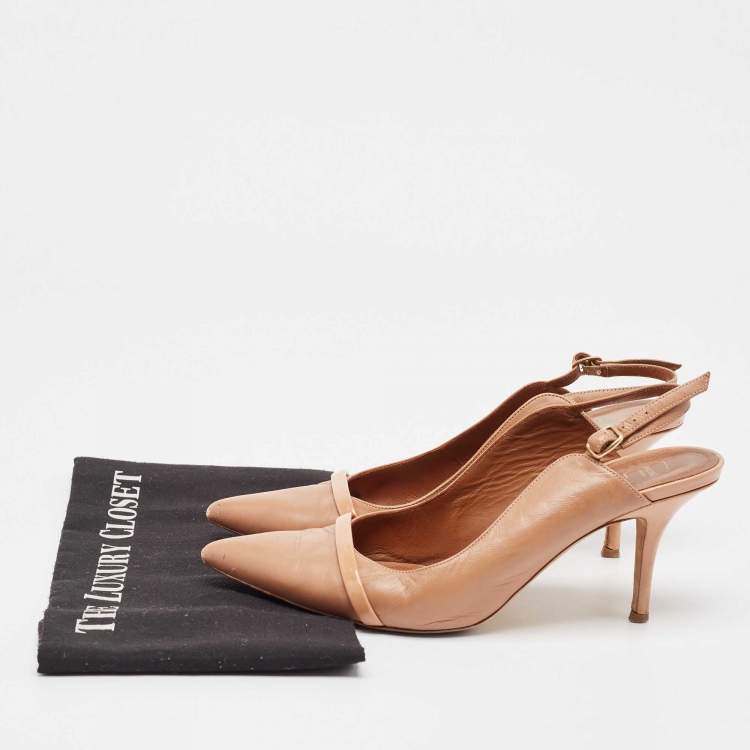 Pre Owned Malone Souliers Beige Leather Slingback Pumps Size 40