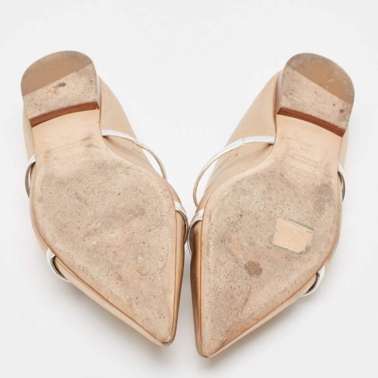 Pre Owned Malone Souliers Metallic Leather Maureen Flat Mules Size 38.5
