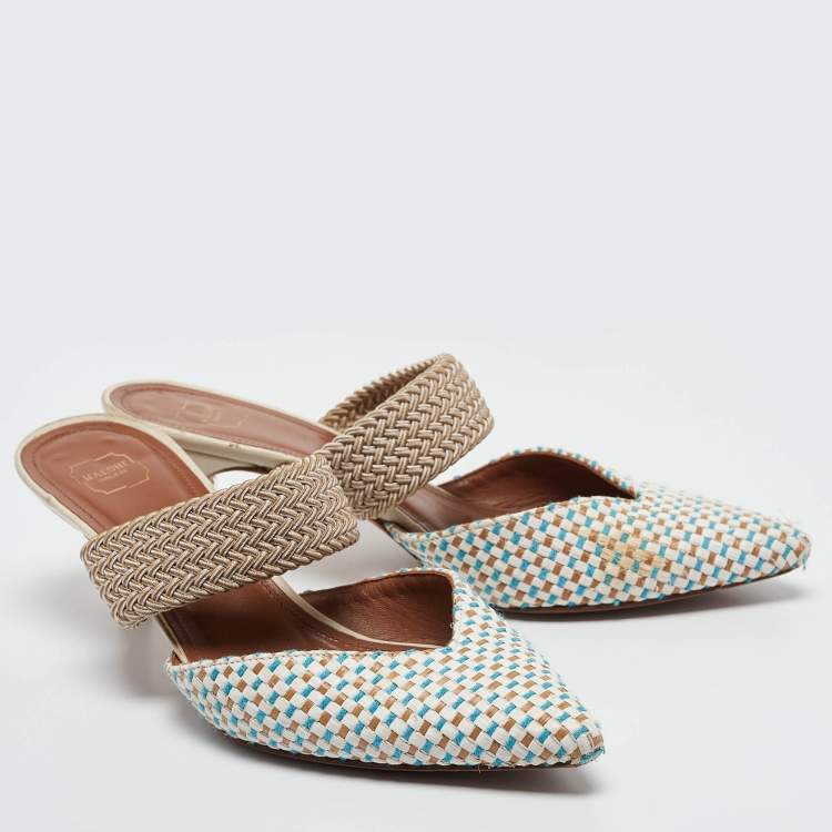 Pre Owned Malone Souliers Multicolor Raffia Maisie Mules Size 36