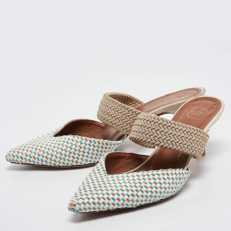 Pre Owned Malone Souliers Multicolor Raffia Maisie Mules Size 36