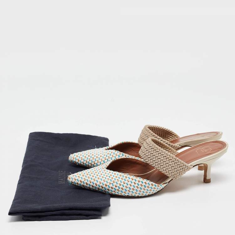 Pre Owned Malone Souliers Multicolor Raffia Maisie Mules Size 36