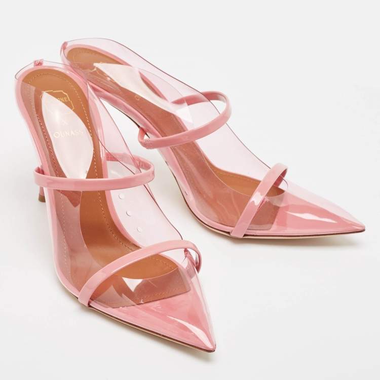 مملوكة مسبقًا Malone Souliers Pink Patent Leather and PVC Maureen Mules Size 40