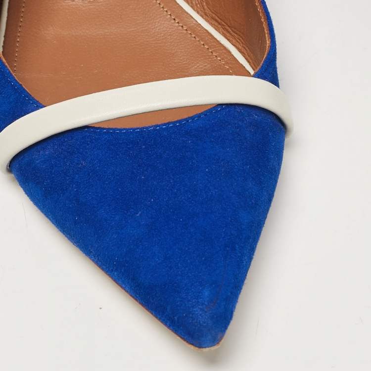Pre Owned Malone Souliers Blue Leather and Suede Maureen Flats Size 36