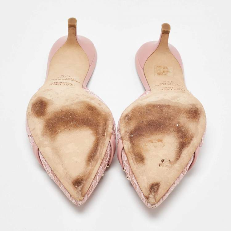 مملوكة مسبقًا Malone Souliers Pink Lace and Leather Mules Size 37.5