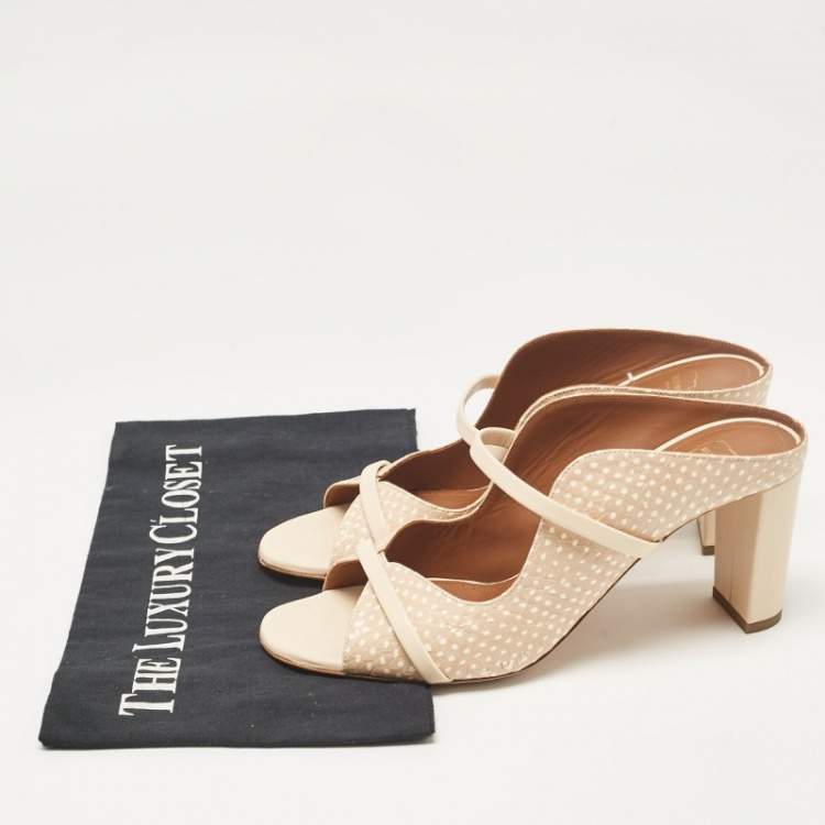 مملوكة مسبقًا Malone Souliers Beige Textured Leather Norah Mules Size 38