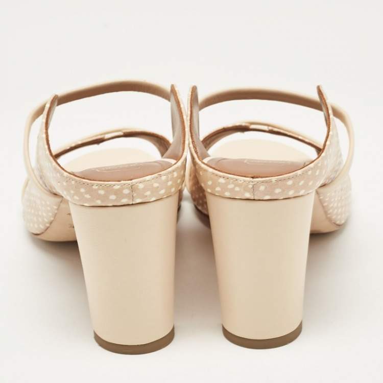 مملوكة مسبقًا Malone Souliers Beige Textured Leather Norah Mules Size 38