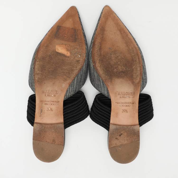 Pre Owned Malone Souliers Multicolor Canvas Maisie Mules Size 39.5