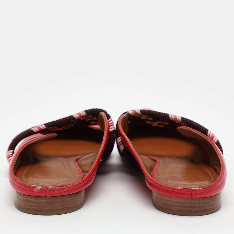 Pre Owned Malone Souliers Red Leather Maisie Mules Size 38.5