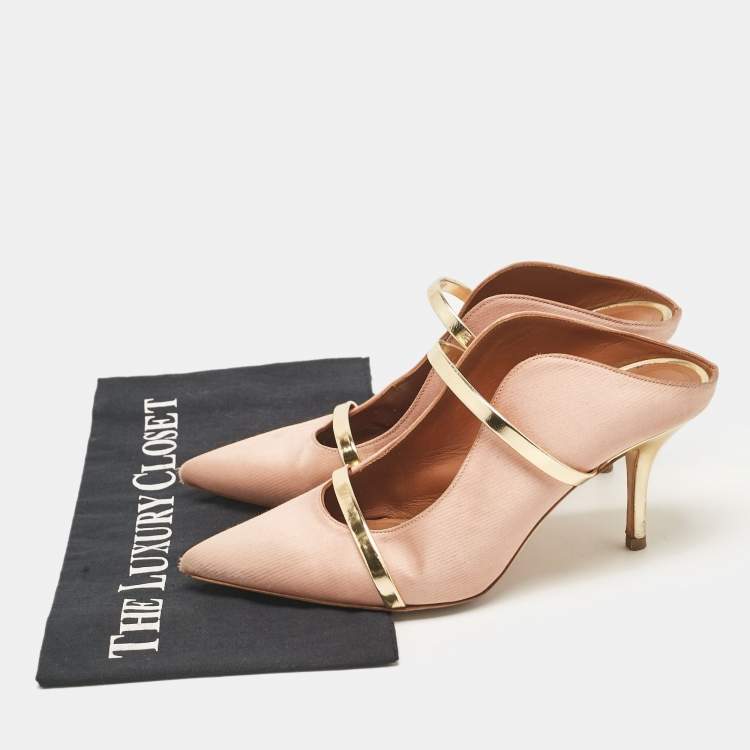Pre Owned Malone Souliers Beige Leather Satin Maureen Mules Size 39