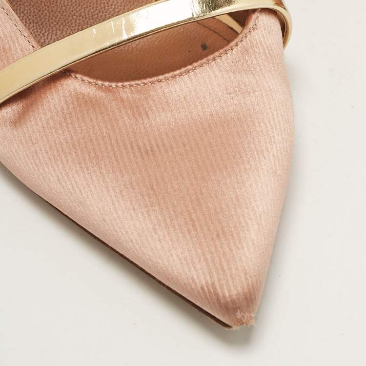 Pre Owned Malone Souliers Beige Leather Satin Maureen Mules Size 39