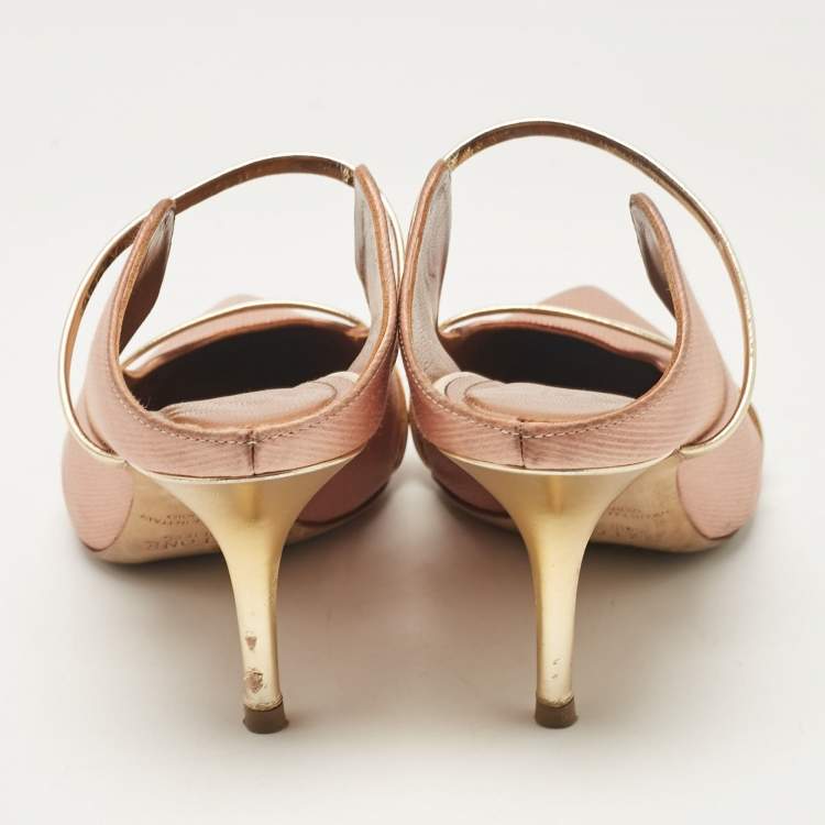 Pre Owned Malone Souliers Beige Leather Satin Maureen Mules Size 39
