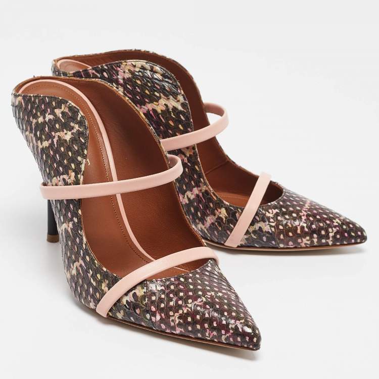 Pre Owned Malone Souliers Multicolor Python Leather Maureen Mules Size 37