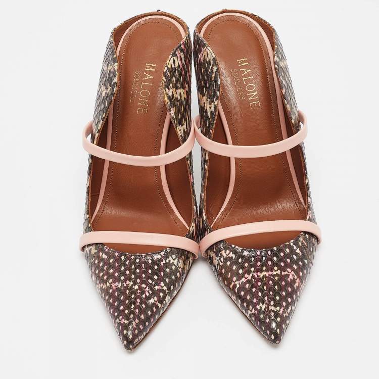Pre Owned Malone Souliers Multicolor Python Leather Maureen Mules Size 37