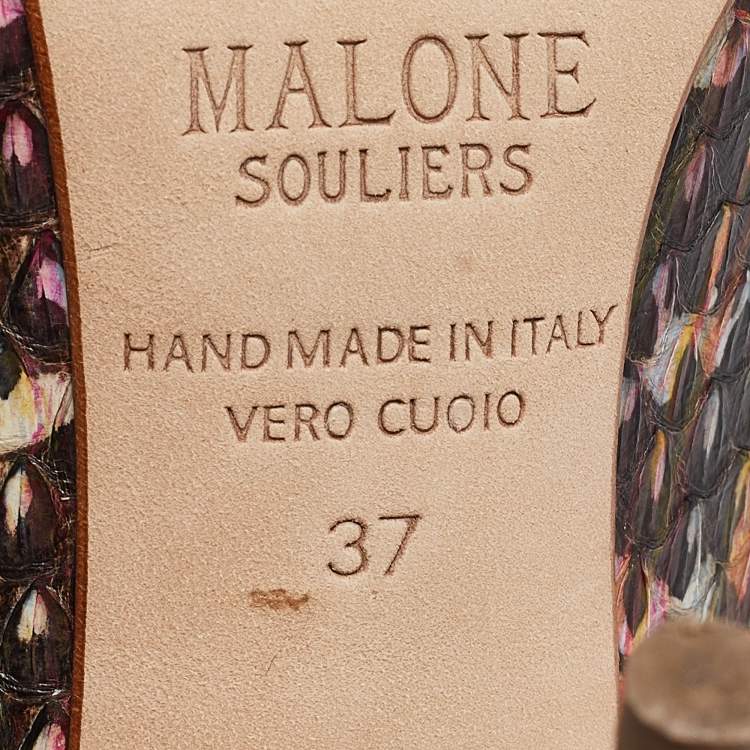 Pre Owned Malone Souliers Multicolor Python Leather Maureen Mules Size 37