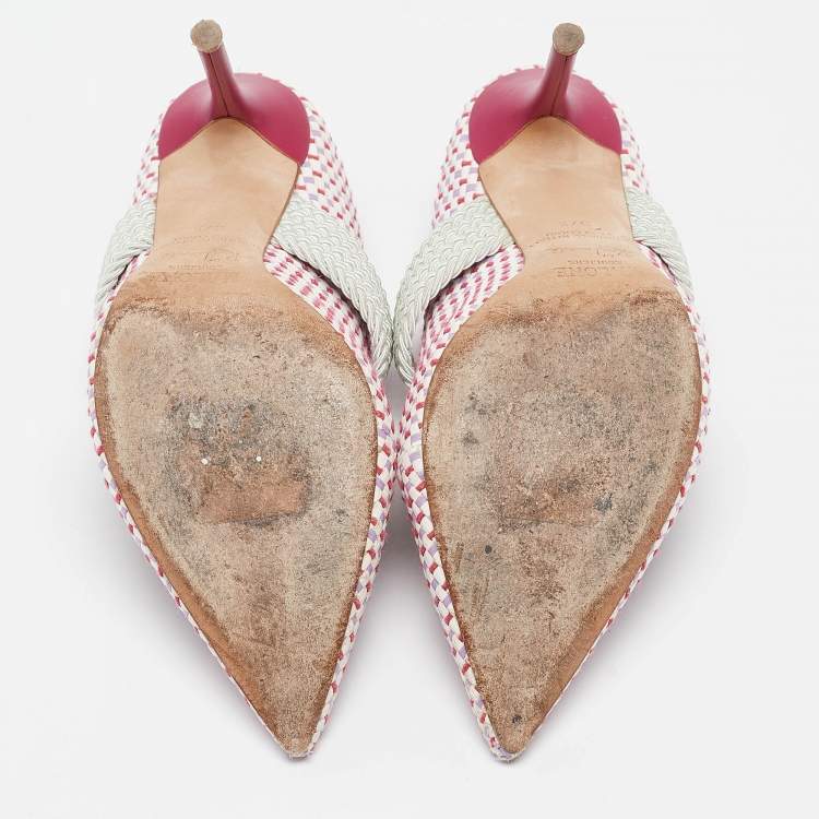 مملوكة مسبقًا Malone Souliers Multicolor Woven Raffia Pumps Size 37.5