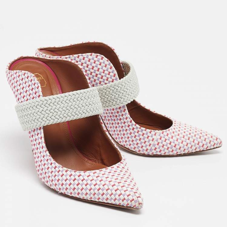 مملوكة مسبقًا Malone Souliers Multicolor Woven Raffia Pumps Size 37.5