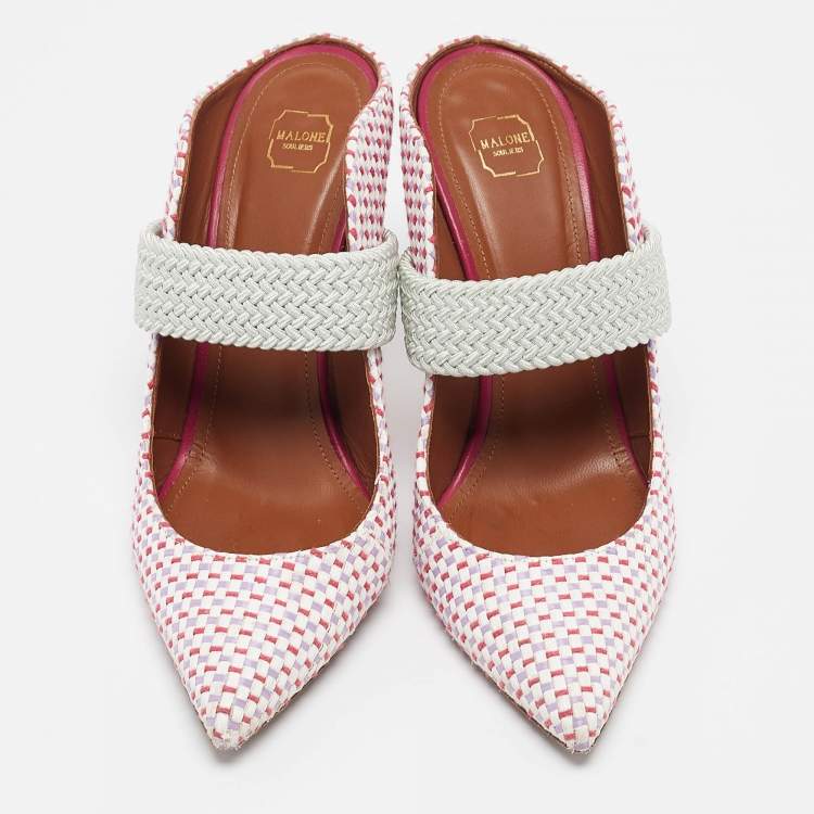 مملوكة مسبقًا Malone Souliers Multicolor Woven Raffia Pumps Size 37.5