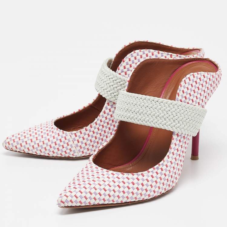 مملوكة مسبقًا Malone Souliers Multicolor Woven Raffia Pumps Size 37.5