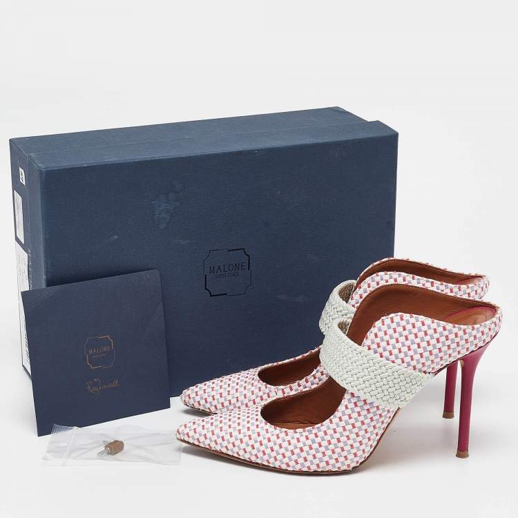 مملوكة مسبقًا Malone Souliers Multicolor Woven Raffia Pumps Size 37.5