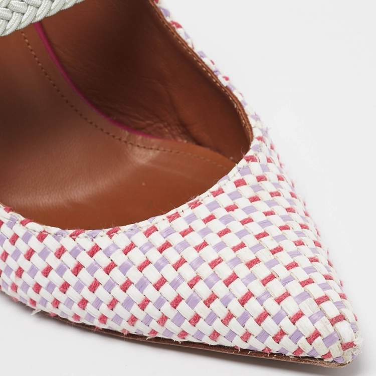 مملوكة مسبقًا Malone Souliers Multicolor Woven Raffia Pumps Size 37.5