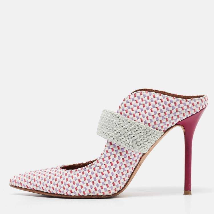 مملوكة مسبقًا Malone Souliers Multicolor Woven Raffia Pumps Size 37.5