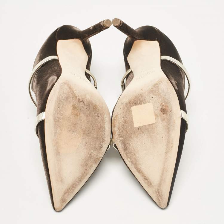 مملوكة مسبقًا Malone Souliers Brown/Gold Velvet and Leather Maureen Mules Size 39