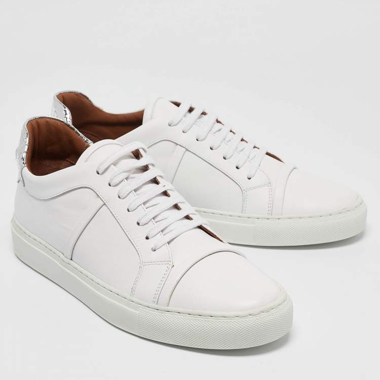 Pre Owned Malone Souliers White Leather Musa Lace Up Sneakers Size 40.5