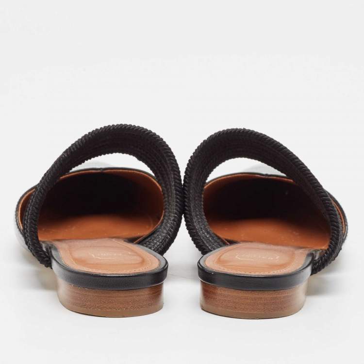 Pre Owned Malone Souliers Black Croc Embossed Leather Maisie Flat Mules Size 36.5