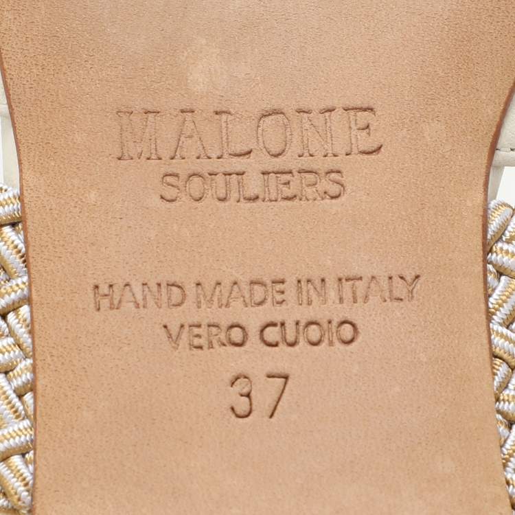 Pre Owned Malone Souliers Cream Leather and Elastic Maisie Mules Size 37