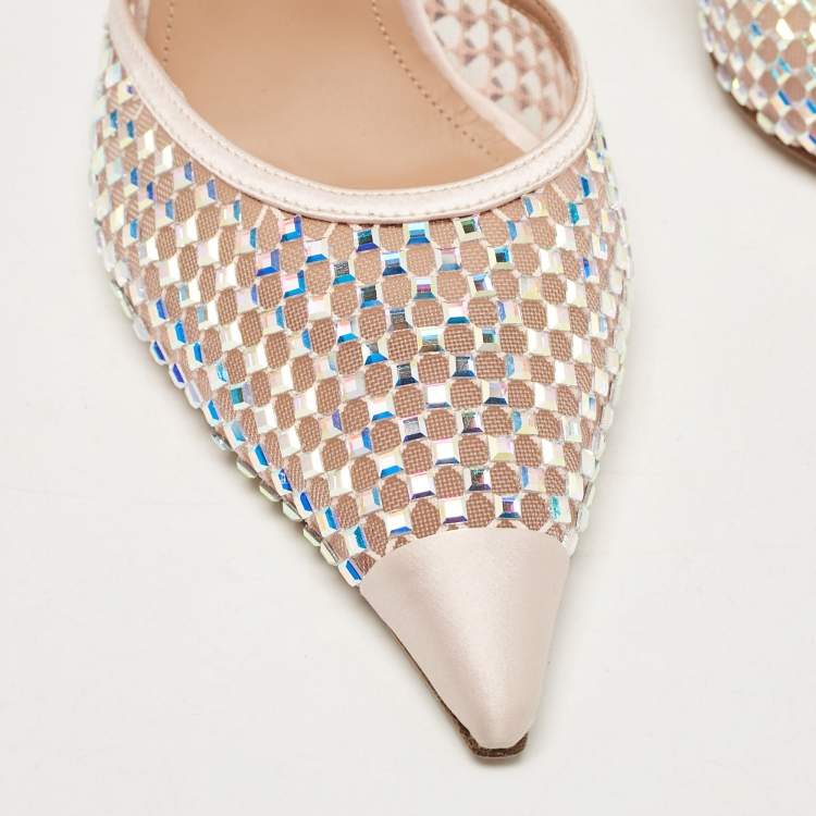 مملوكة مسبقًا Malone Souliers Pink Satin Embellished Vega Mules Size 39