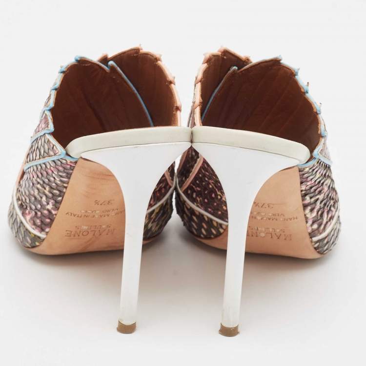 Pre Owned Malone Souliers Multicolor Python Leather Mules Size 37.5