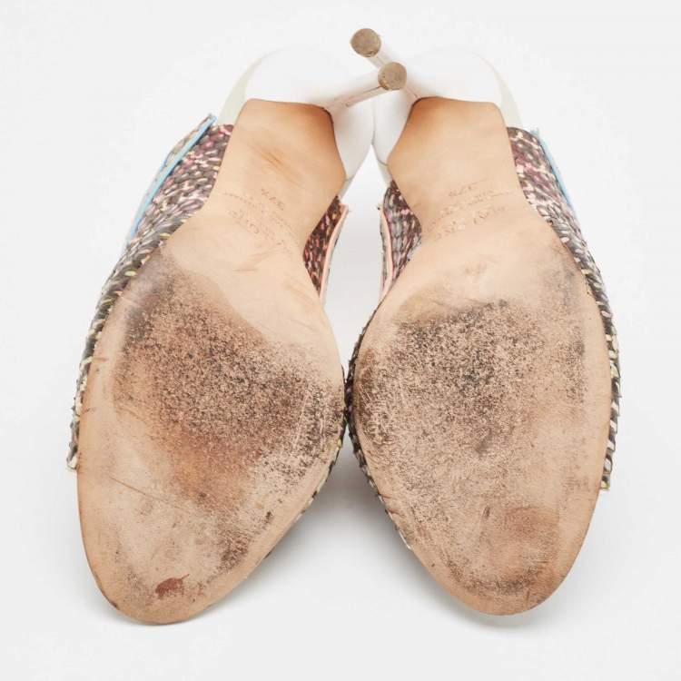Pre Owned Malone Souliers Multicolor Python Leather Mules Size 37.5