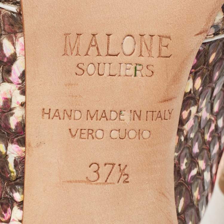 Pre Owned Malone Souliers Multicolor Python Leather Mules Size 37.5