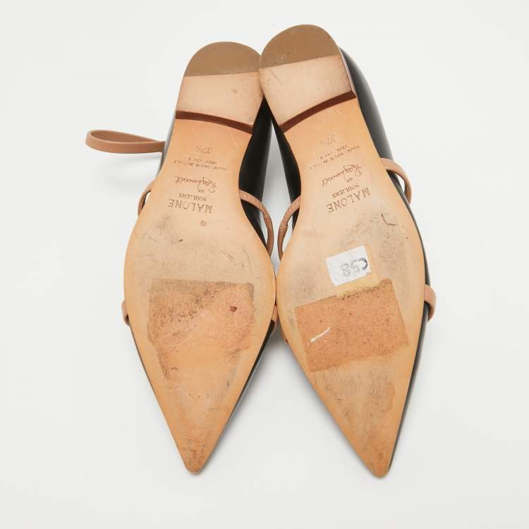 Pre Owned Malone Souliers Black Leather Robyn Ballet Flats Size 37.5