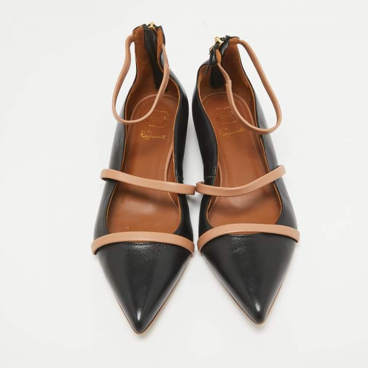 Pre Owned Malone Souliers Black Leather Robyn Ballet Flats Size 37.5