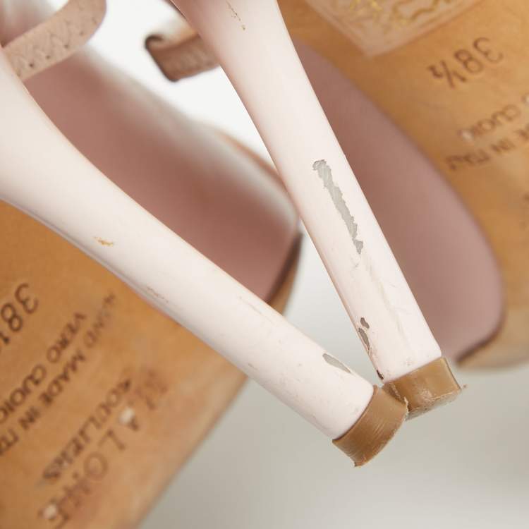 Pre Owned Malone Souliers Pink Leather Patent Leather Maureen Pumps Size 38.5